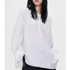 Estilo Nuevo de Principios de Primavera 2026 Camisa Blanca de Cuello Redondo y Manga Larga para Mujer, Diseño Único, Corte Holgado, Adelgazante, Top Casual y Moderno