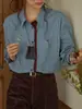Camisa de Rayas Verticales en Contraste Retro Francesa para Mujer Primavera 2025 Nuevo Top de Manga Larga para Fregar