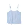 Colección de verano transfronteriza europea y americana 2026 conjunto de moda estilo vacacional con top tipo camisola de volantes bordado retro francés y shorts