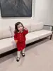 Cutemily Outono e Inverno Meninas Cardigan Suéter Vermelho Retrô + Saia de Tricô com Laço Traje Fofo para Bebê Menina