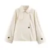 Comércio Exterior Amazon Transfronteiriço 2026 Venda Quente Moda Feminina Gola Reversível Botão Diagonal Solto Curto Trench Coat para Mulheres