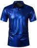 Transfronteiriço 2024 novo verão masculino beleza dourada estampada camiseta masculina manga curta camisa POLO masculina top brilhante