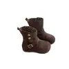Botines cortos retro Maillard para niñas, otoño e invierno 2026, forro simple, versátiles, sencillos, botas Birkenstock de dos vías para niños