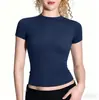Camiseta Feminina Manga Longa Cruzada Europeia e Americana Hot Girl Cintura Marcada Ombro Direito Look Emagrecedor Outono Camisa Base para Camadas Pronta para Venda