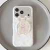 Funda de Teléfono 15 con Soporte Magnético 3D Conejo Floral para Apple 17 Adecuada para iPhone 18 Pro Max Cubierta Protectora 16