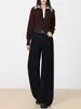 Yi Xiaoxiao 25 Outono e Inverno Novos Calças Longas de Cintura Alta com Controle de Barriga Slim-Fit Altas para Mulheres, Emagrecedoras Versáteis Moda Casual Calças de Perna Larga