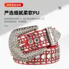 Popular Cinturón de Moda Punk con Incrustaciones de Pedrería Personalizado de Amazon para Mujer con Hebilla de Pin Versátil y Moderno para Rendimiento