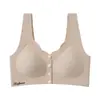Venta caliente transfronteriza ropa interior estilo chaleco con cierre frontal para mediana edad y personas mayores, sin costuras, tacto nude, soporte sin varillas para senos auxiliares, sujetador de talla grande