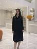 2023 Nuevo elegante vestido de punto tipo polo para mujer, otoño e invierno, vestido de suéter de longitud media con parte inferior