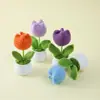 Flor de Lana Tejida a Mano y Ganchillo Girasoles y Tulipanes Plantas en Maceta para Oficina Fábrica de Origen Productos Terminados Venta al por Mayor Transfronteriza