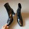 Primer Encuentro Ji Botas Versátiles Silenciosas para Adelgazar el Talón Uso Diario Botines de Tacón Alto Piel Suave Punta Fina Botas Elásticas Adelgazantes Nuevo Estilo Otoño Invierno