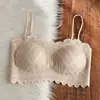 Sl975 Bralette de Encaje Original Anti-Exposición Espalda Descubierta para Mujer, Estilo Corto con Tirantes Finos, No Necesita Sujetador