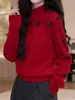 Suéter de Punto para Mujer Estilo Coreano, Cuello Semi Alto, Lazo, Nuevo Estilo Otoño/Invierno 2026, Suelto de Invierno, Versátil, Jersey