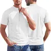 Estação Independente Transfronteiriça Verão Masculino Gola Lapela Algodão Pérola Sarja Camisa Polo Americana Respirável Casual Cor Sólida Manga Curta