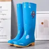 Botas de Chuva Longas Antiderrapantes Femininas, Cano Alto Confortável, Meio da Panturrilha Femininas, Sapatos de Borracha Impermeáveis com Solado de Tendão