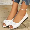 Comércio Exterior Transfronteiriço Plus Size Primavera/Outono 2026 Novo Estilo Sapatos Rasos Femininos Peep-toe, Sapatos de Moda Europeus e Americanos com Laço