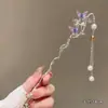 Pasador Rosa Dulce y Femenino para Niñas, Pasador Estilo Chino Hanfu con un Toque de Lujo, Accesorio para el Cabello para Peinados Recogidos