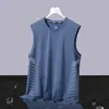 Chaleco sin mangas de cuello redondo para hombre, Chaleco de seda helada para correr en verano, Chaleco deportivo con sensación de hielo, Camiseta sin mangas de secado rápido