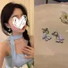 Aretes de Mariposa de Cristal Azul Degradado Cool Sense para Mujer Verano Lujo Ligero Diseño Nicho Sentido Avanzado Moda Aretes Elegantes