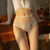 Encaje de Pestañas Simple Entrepierna Abierta Ropa Interior Sexy Triángulo Ropa Interior de Mujer Hueca Talla Grande Ajustable 7759