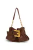 Bolso de Hombro Tipo Tote Nube de Cuero Suave Plegado de Moda para Mujer con Hebilla de Cinturón Versátil Bolso de Mano Estilo Biker