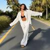 Conjunto de Camisa y Pantalones 2025 Estilo Europeo y Americano Primavera y Verano Camisa Holgada de Manga Larga Conjunto Casual para Mujer
