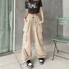 Monos con cordón de estilo americano para mujer, pantalones rectos holgados de cintura alta a la moda, pantalones casuales de pierna ancha con lazo en el tobillo
