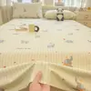 Lençol de Cama de Tecido Grosso Acolchoado de Algodão Desenho Animado Peça Única para Todas as Estações, Conjunto de Três Peças de Fronha e Capa de Edredom 100% Algodão para Dormitório Estudantil