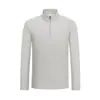 Camisa polo de manga comprida para primavera e outono, gola alta, meio zíper, impressão de logotipo personalizado, camisa básica leve de manga comprida para negócios, bordado e letras