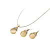Set de Pendientes con Colgante de Piedra Ojo de Gato para Mujer, Cadena de Caja Dorada, Pedrería Rosa Dorada, Set de Collar y Pendientes Empaquetado Individualmente