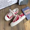 Zapatos de Lona para Mujer 2023 Nuevos Punta Redonda Zapatos Casuales Biscuit Rojo Vino Diseño Original Zapatos Planos de Nicho para Mujer