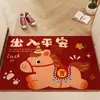 Felpudo Especial para Entrada, Felpudo sin Lavar para Uso Doméstico, Alfombra Antideslizante de Bucle de Seda Roja para el Año del Caballo