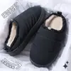 Pantuflas de algodón impermeables con relleno de plumas para mujer, para interior en invierno, suela gruesa, forro de felpa, cálidas, sencillas, impermeables, pantuflas posparto para mujer
