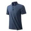 Camisa Polo con Sensación de Alta Gama para Hombre, Camiseta de Negocios sin Costuras con Sensación de Hielo, Top Holgado con Cuello de Solapa para Hombre, Ropa de Fitness de Manga Corta de Moda