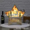 Pentagrama de Madera Navideño Luz LED Lámpara Decorativa de Mesa para Escritorio Artesanía de Madera