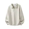 Sudadera con cuello alto y media cremallera para hombre, nuevo estilo de otoño, polo de manga larga texturizado estilo old money con cuello camisero