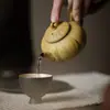 Tetera Rústica Estilo Japonés Dinastías Tang y Song, Juego de Té Kung Fu, Tetera de Cerámica Casera Calabaza, Olla para Preparar Té Hecha a Mano Estilo Wabi-Sabi