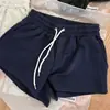 Shorts elásticos de cintura alta para mujer, pantalones deportivos, pantalones de chándal para correr, holgados, casuales, versátiles, estilo básico americano, shorts ajustados
