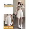 Bordado Tendencia Nacional Blanco Pantalones Cortos de Mezclilla de Cinco Puntas para Mujer 2026 Verano Estilo Delgado Diseño de Abertura Sentido de Diseño Sueltos Pierna Ancha Largo Medio