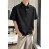 Camisa Polo Estilo Old Money de Linho Sintético, Manga Curta de Verão Masculina Leve Respirável Fresca e Estilosa Casual de Alta Qualidade Versátil Top