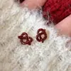 Pendientes de Corazón con Lazo Rojo Otoño e Invierno Diseño de Nicho Elegantes con Estilo Exquisitos Lujo Accesible Versátiles Pendientes de Moda