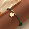 Pulseira Colorida de Corda de Couro Tecida à Mão Mais Vendida Transfronteiriça com Pingente de Coração Brilhante de Aço Inoxidável Pulseira Ajustável Atacado