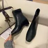 Botas de Tacón de Cuña Estilo Oficina para Aumentar Altura Oculta Elásticas Adelgazantes para Mujer Otoño/Invierno Retro Punta Cuadrada Cremallera Trasera Botines Versátiles Piel Suave
