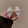 Horquilla con clip de resorte de perla de estilo coreano elegante para niña, accesorio para el cabello que combina con todo, sencilla y de celebridad de Internet