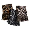 Bufanda de Leopardo para Mujer de Alta Gama Invierno Retro 2024 Nueva Versátil Cachemira Cálida Borla Europea y Americana Engrosada Chal