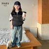 Chaleco de punto para niñas YOJIA, primavera y otoño 2025, nuevo estilo coreano, suéter de moda para niñas, chaleco de primavera para niños.