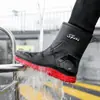 Nuevos Zapatos de Lluvia para Hombre Zapatos de Agua Caña Media Cinturilla Elástica Zapatos de Goma Antideslizantes Ropa de Exterior Pesca Suela Suave Lavado de Autos Jinete Botas de Lluvia para Hombre