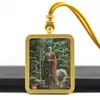 Tangka de Oro Semi-Pintado a Mano Montaña Jiuhua Bodhisattva Ksitigarbha Santo Patrón Colgante de Tangka Collar de Buda Portátil Venta al por Mayor