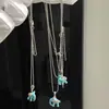 Cadena Mariposa Cristal Perlas Lujo Ligero Perla Estilo Ins Lanyard de Alta Gama Collar Estilo Primavera de Alta Gama