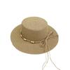 Sombrero de Paja Plano Sombrero de Copa de Paja Francés para Mujer Nuevo Verano Ala Ancha Sombrilla Sombrero Vacacional de Playa Sombrero para el Sol